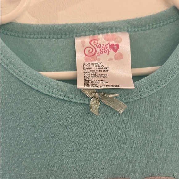 Blue and Yellow Ruffled Pajama Robe with Crew Neck - Picture 3 of 5